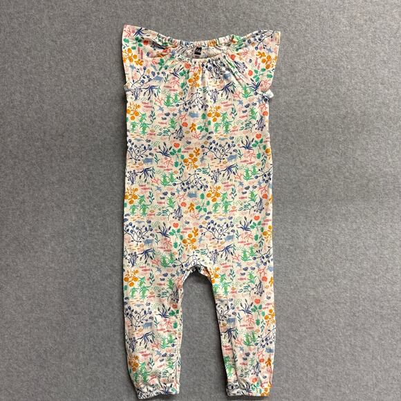 Tea Collection Bundle of 2 Plaid Floral One Piece Romper Jumpsuits Baby 18-24M - Picture 5 of 8